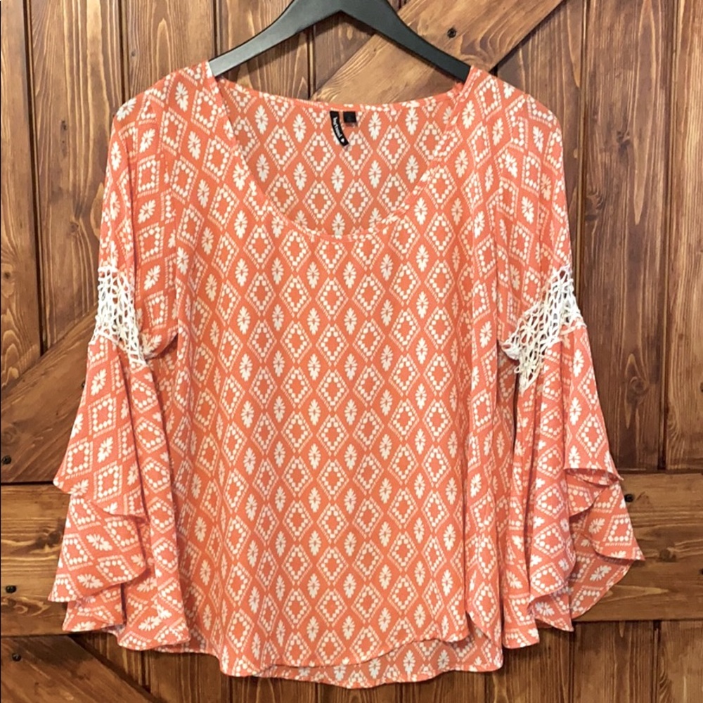 Heart Soul Coral Print Blouse Size XL